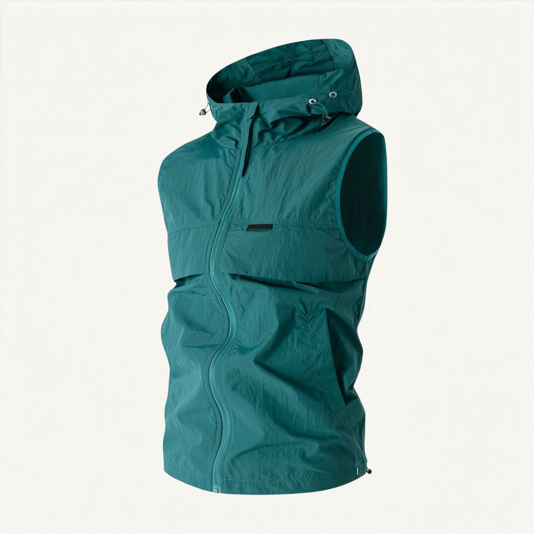 Chaleco cortavientos ligero con capucha para hombre, para pesca y senderismo