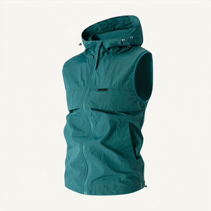 Chaleco cortavientos ligero con capucha para hombre, para pesca y senderismo