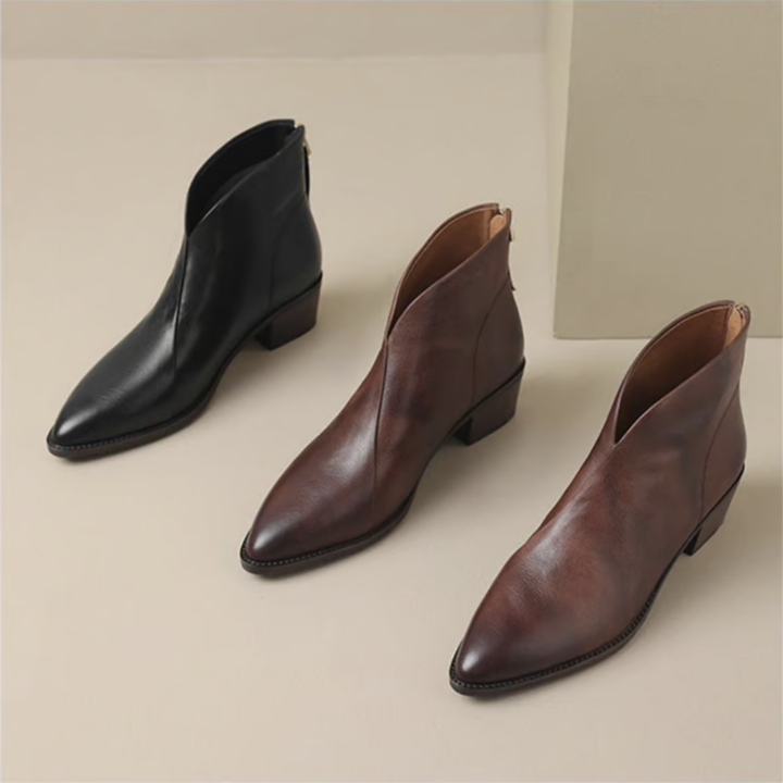 Women's Low-Heel Ankle Boots-MODAUTLET