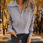Women's Cozy Half-Zip Pullover Grey