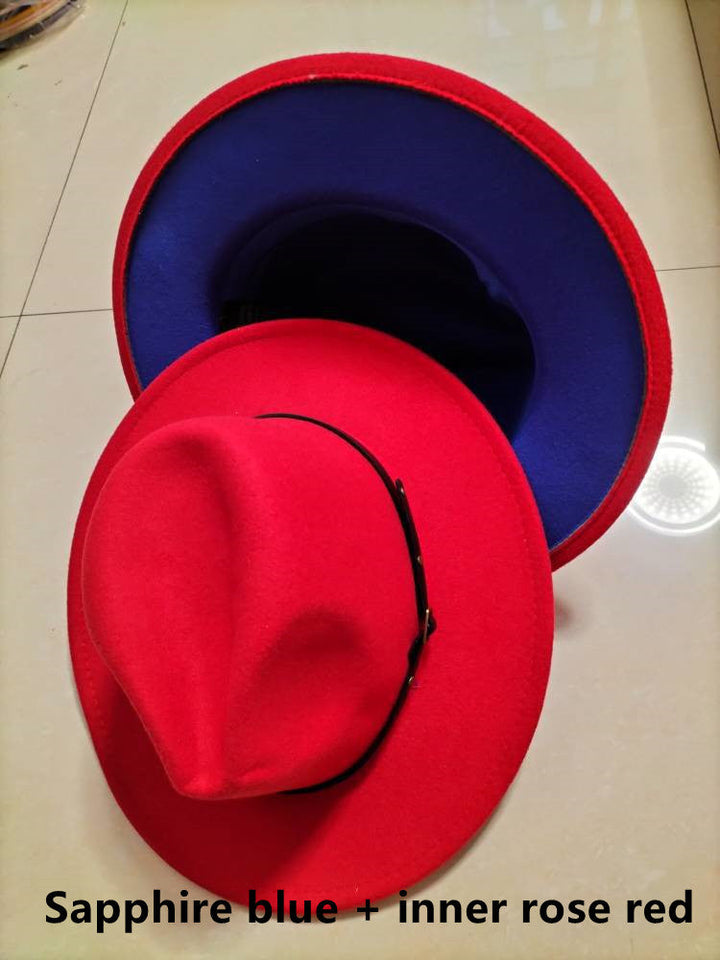 Chapeau Fedora en laine à blocs de couleur élégant pour hommes et femmes