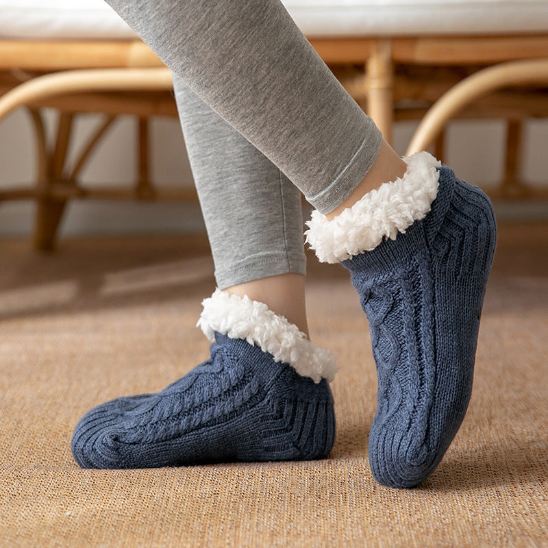 Cozy Non-Slip Plush Knitted Floor Socks for Women - Warm Winter Home Essentials