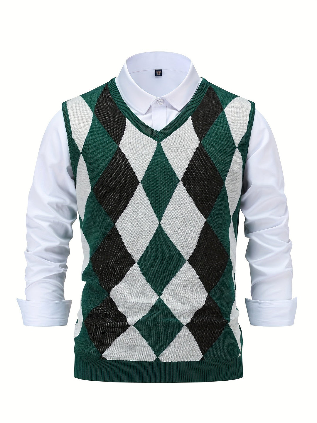 Pánská klasická vesta s argyle vzorem