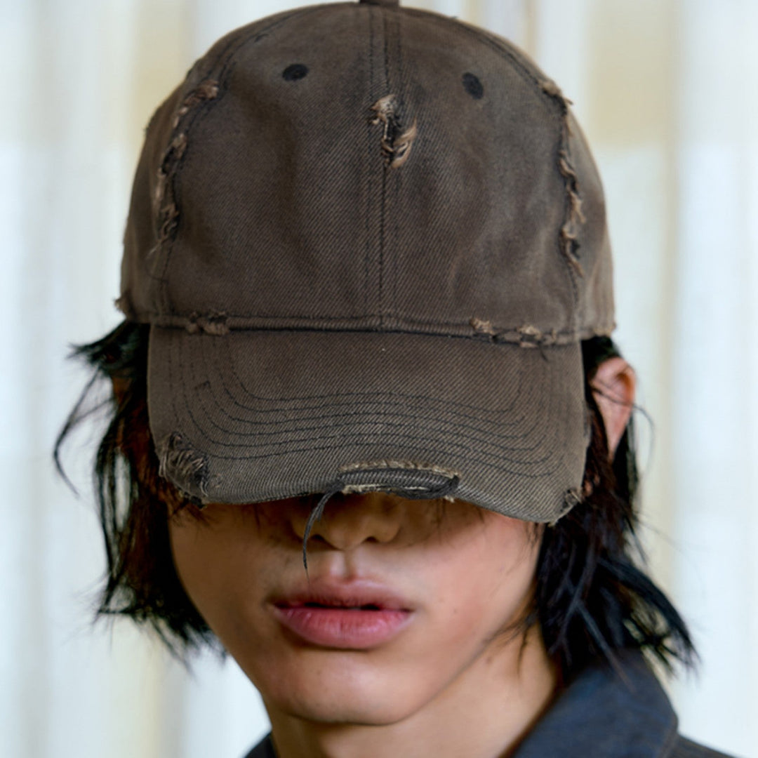 Unisex Mesh Back Embroidered Cap Vintage Rust Look-MODAUTLET