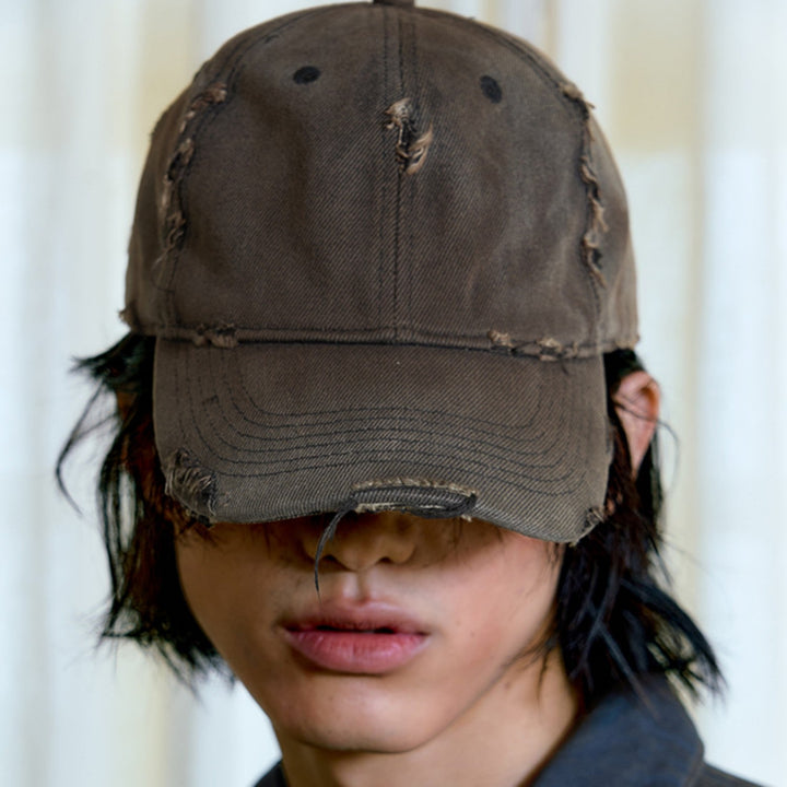 Unisex Mesh Back Embroidered Cap Vintage Rust Look-MODAUTLET