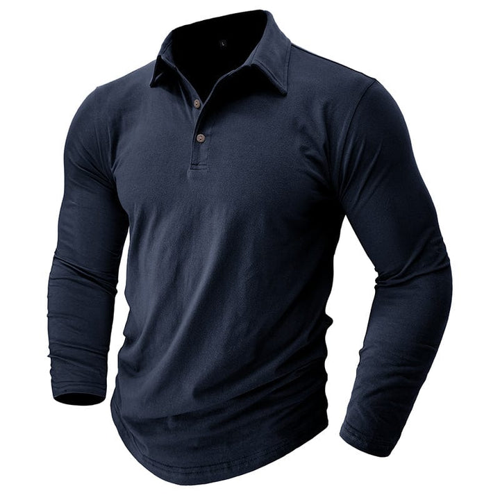 Men's Muscle Fit Long Sleeve Polo Shirt-MODAUTLET