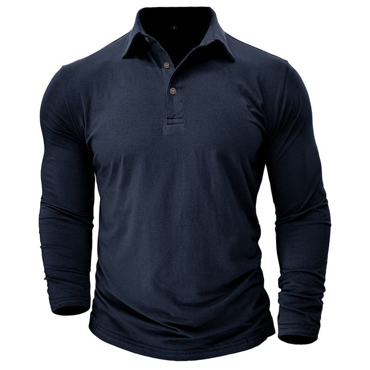 Men's Muscle Fit Long Sleeve Polo Shirt-MODAUTLET