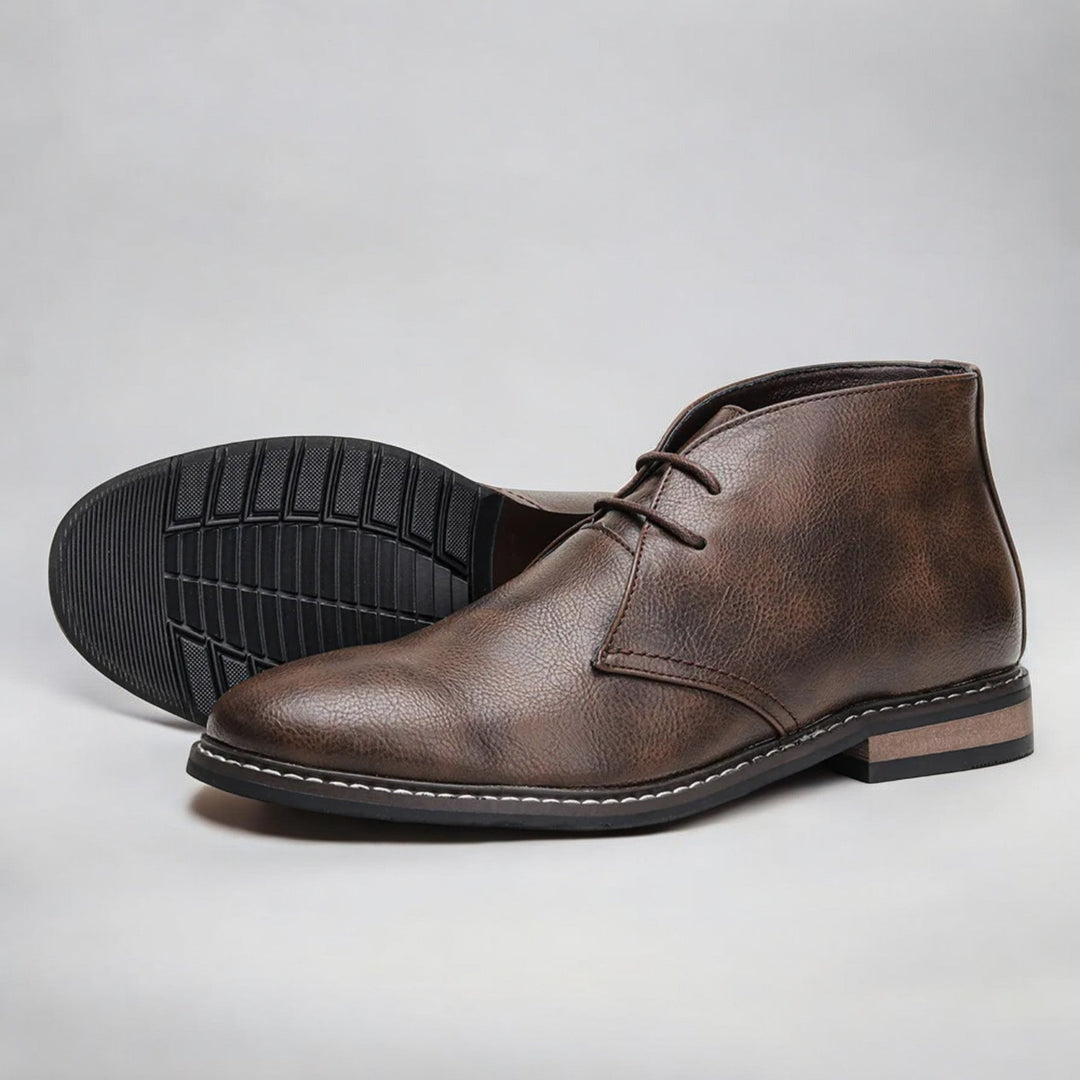 Men's Retro Leather Chukka Boots-MODAUTLET