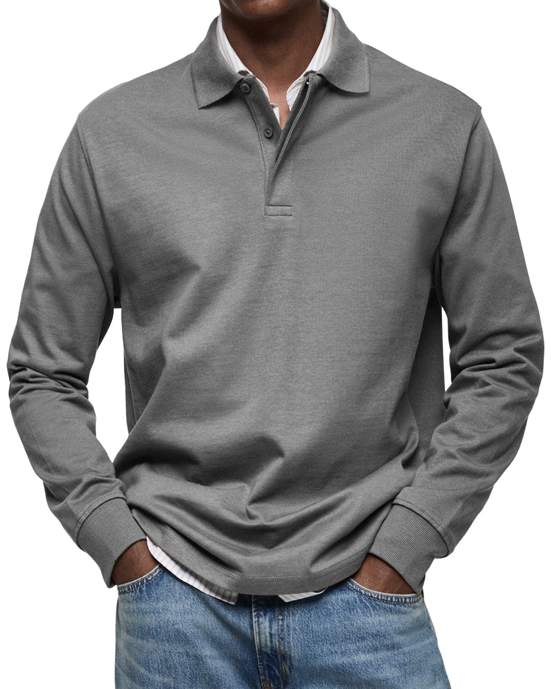 Men's Classic Long Sleeve Polo Shirt-MODAUTLET