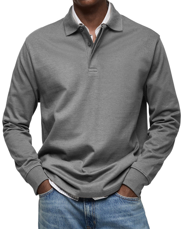 Men's Classic Long Sleeve Polo Shirt-MODAUTLET