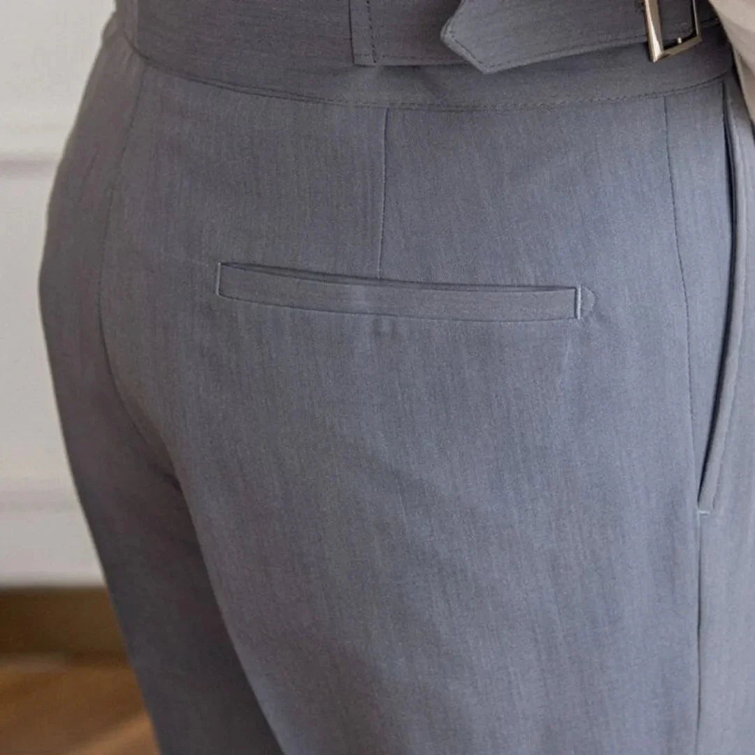 High Waist Buckle Pleated Trousers for Women-MODAUTLET