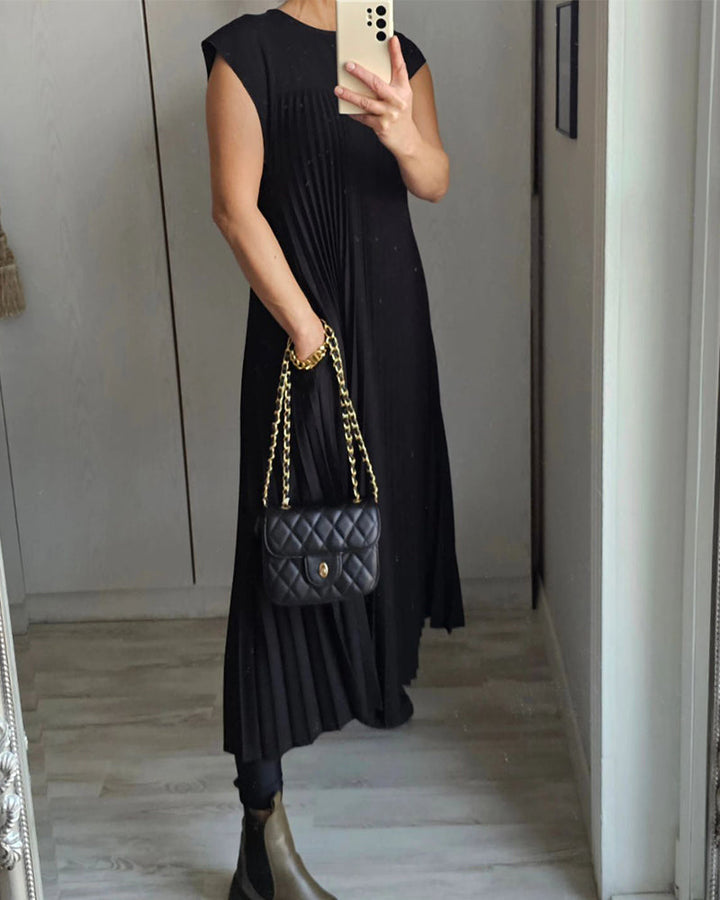Women's Flowy Pleated Maxi Dress for Cocktail Events