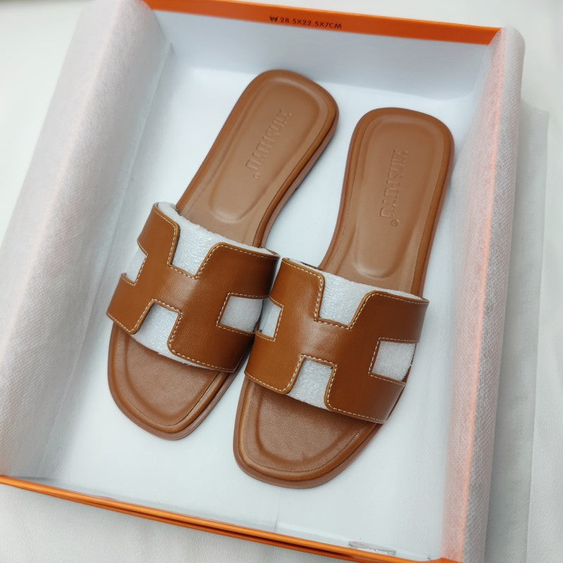 Comfort 'H' Design Sandals With Modern Design For Everyday Brown