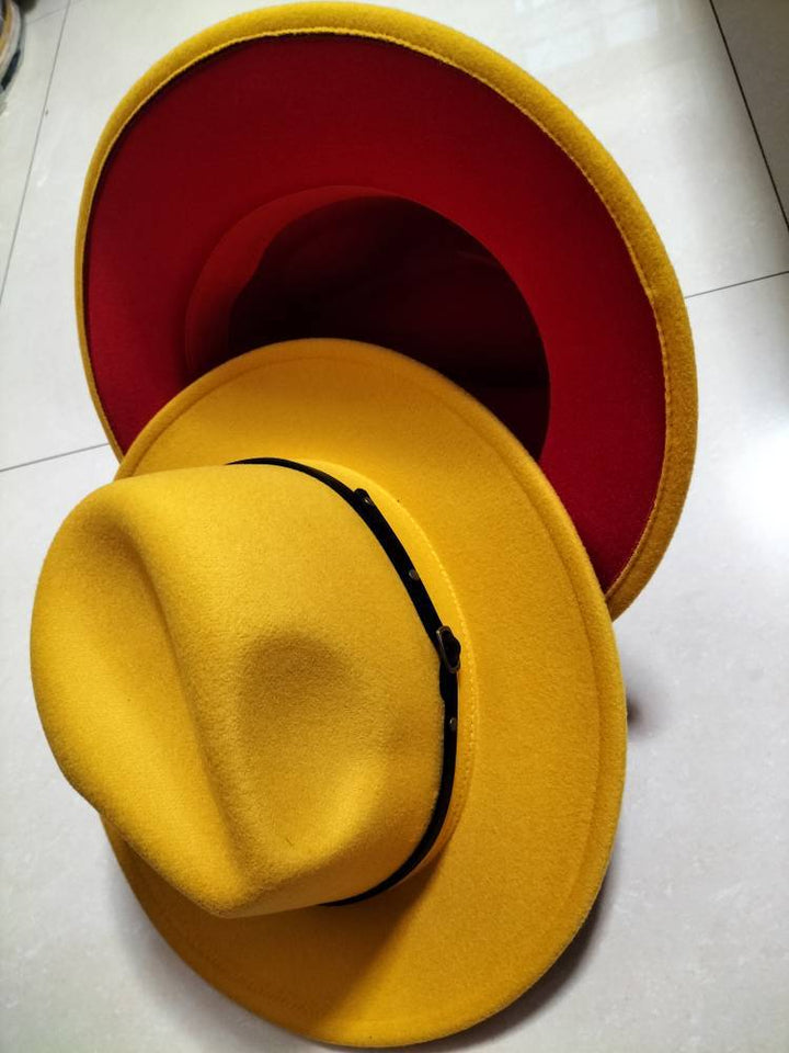 Chapeau Fedora en laine à blocs de couleur élégant pour hommes et femmes