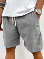 Men's Corduroy Drawstring Shorts Relaxed Fit Casual Gray
