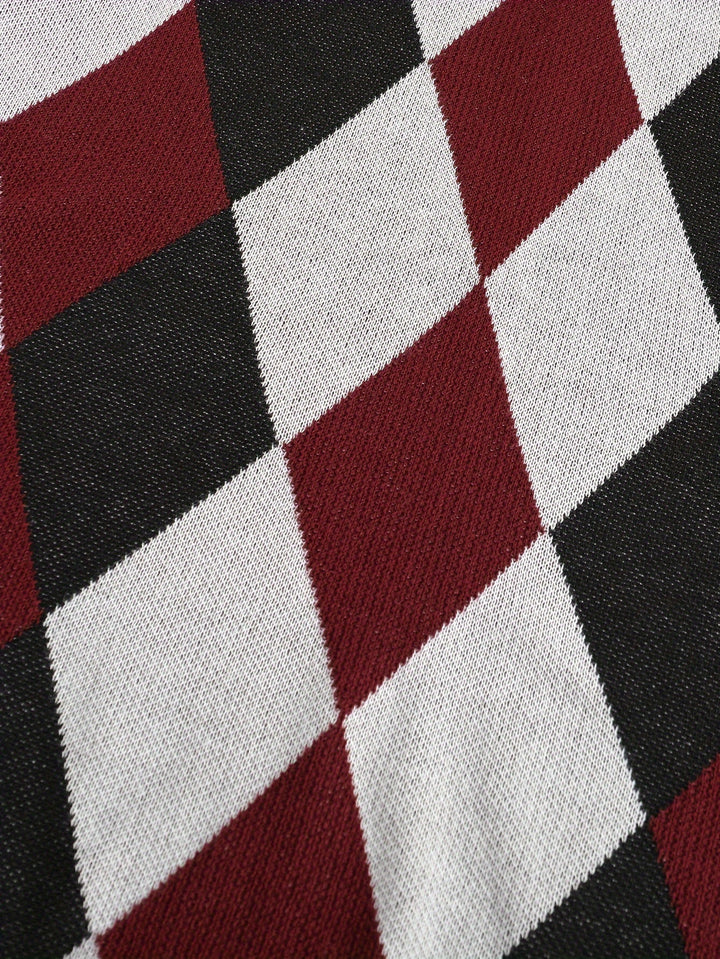 Pánská klasická vesta s argyle vzorem