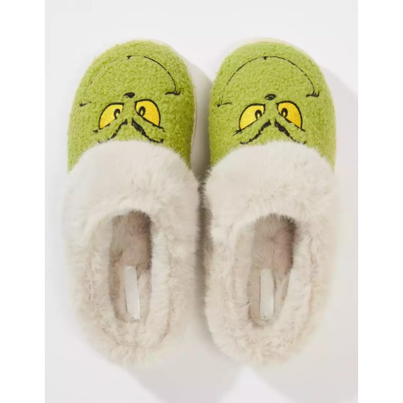 Women's Cozy Green Grinch Slippers-MODAUTLET