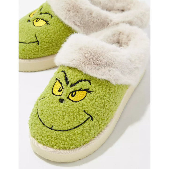 Women's Cozy Green Grinch Slippers-MODAUTLET