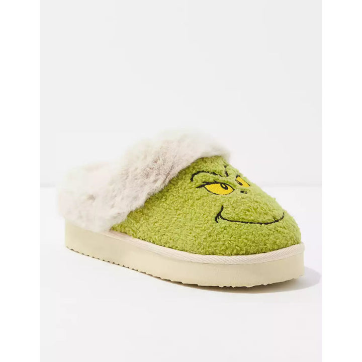 Women's Cozy Green Grinch Slippers-MODAUTLET