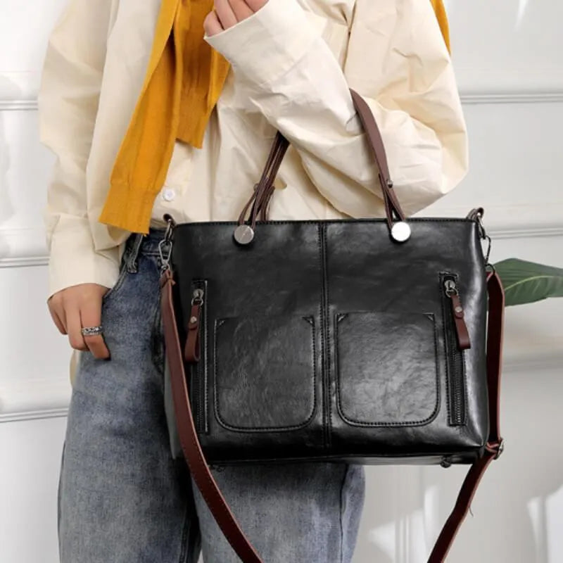 Elegant Leather Shoulder Bag Durable Everyday Companion-MODAUTLET
