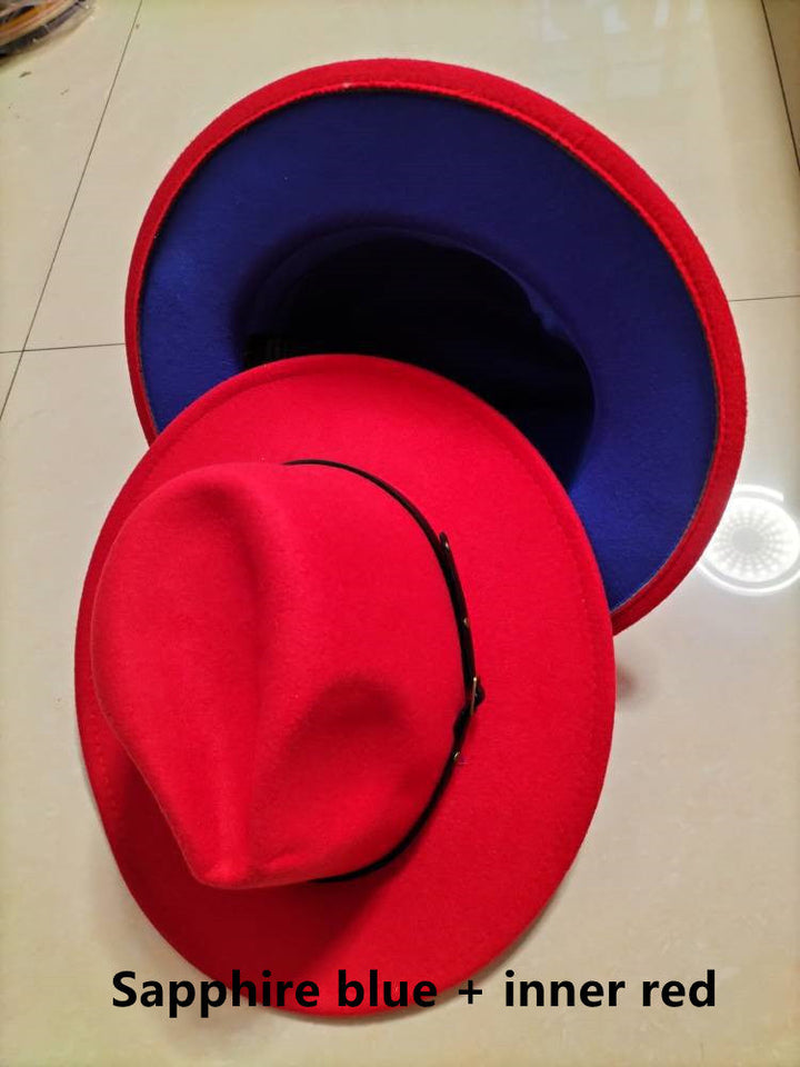 Chapeau Fedora en laine à blocs de couleur élégant pour hommes et femmes