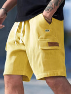 Men’s Loose Striped Casual All-Match Shorts Yellow