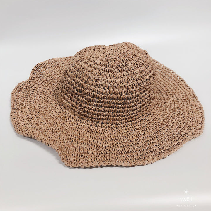 Chapeau pliable avec protection solaire et paille pour femmes - Accessoire d'été pour la plage