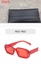 Retro Candy Color Small Frame Sunglasses With glasses bag Red