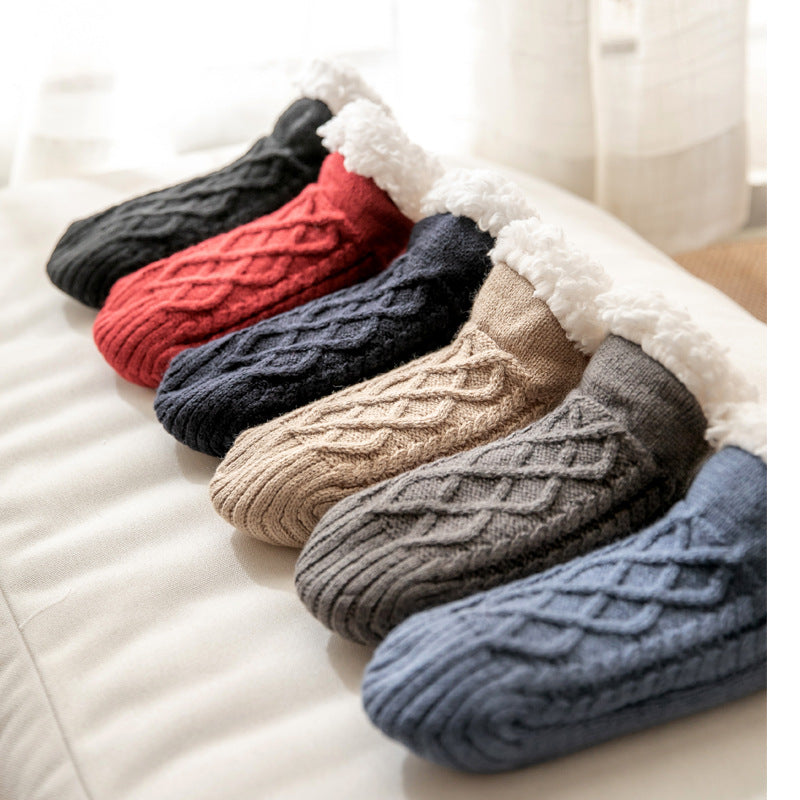 Cozy Non-Slip Plush Knitted Floor Socks for Women - Warm Winter Home Essentials