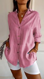 Women's Elegant Oversized Blouse Pink