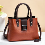 Spacious PU Leather Tote Bag With Large Buckle For Women Earthy yellow