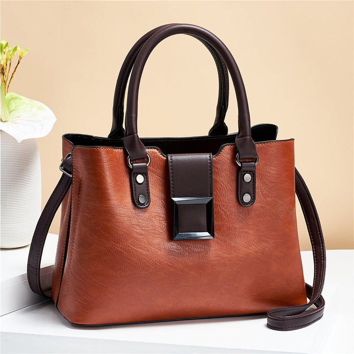 Spacious PU Leather Tote Bag With Large Buckle For Women-MODAUTLET
