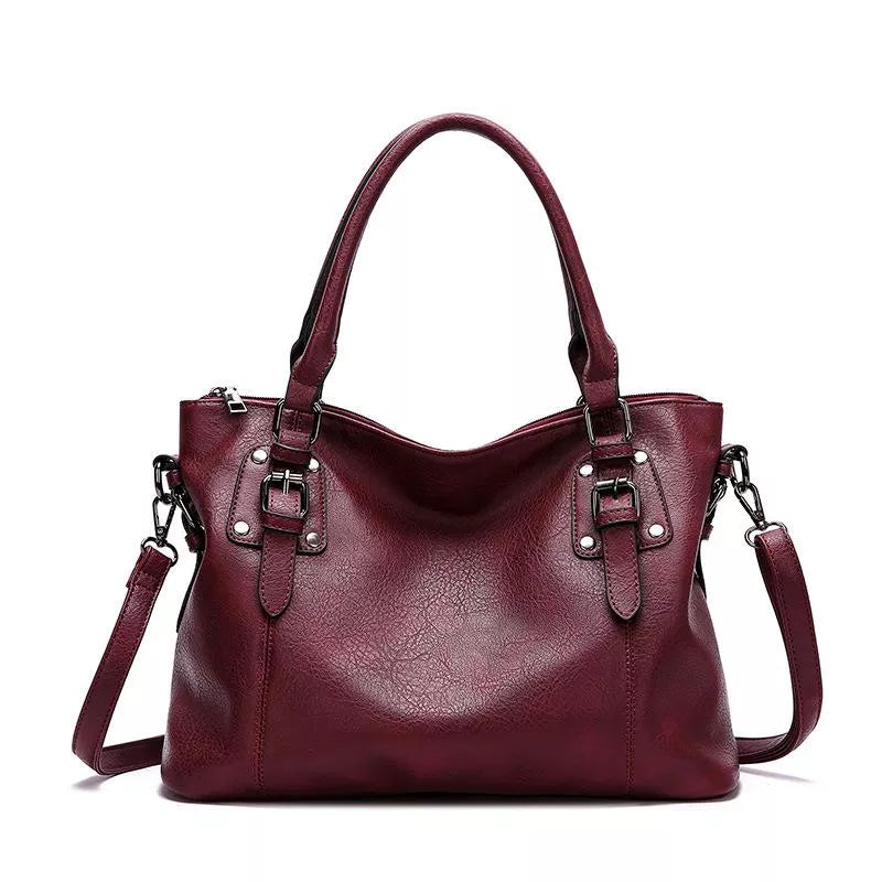 Leather Shoulder Bag Elegant Premium Leather Purse Everyday Wine