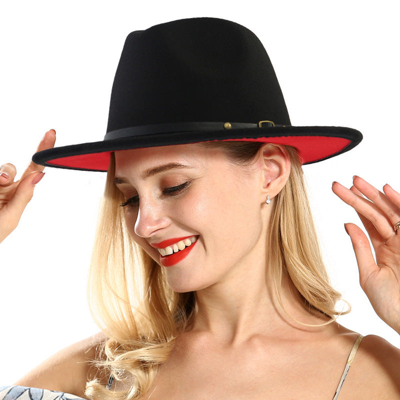 Chapeau Fedora en laine à blocs de couleur élégant pour hommes et femmes