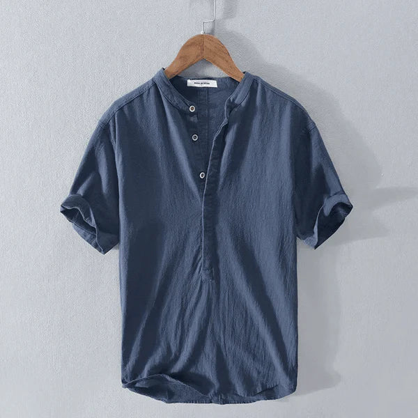 Mens Casual Short Sleeve Henley Shirt For Everyday Wear-MODAUTLET