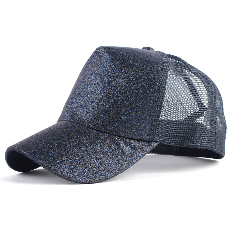 Gorra de béisbol snapback con cola de caballo y lentejuelas para estilo hip-hop