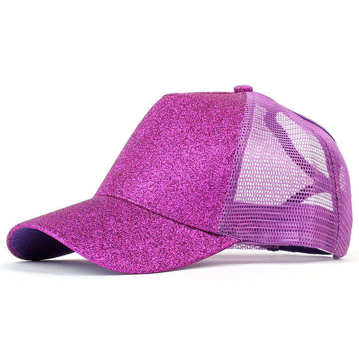 Gorra de béisbol snapback con cola de caballo y lentejuelas para estilo hip-hop