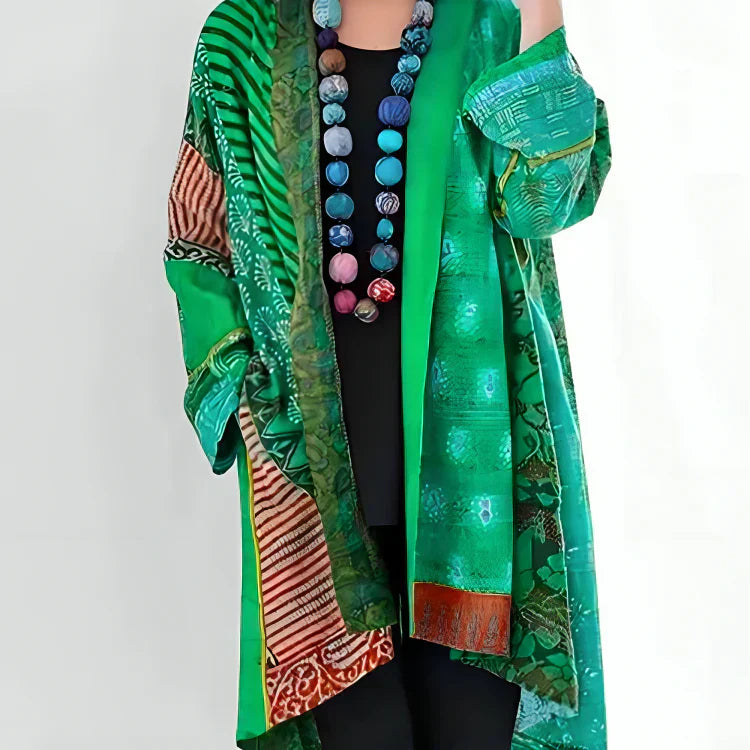 Women's Oversized Cotton Cardigan with Front Pocket Green