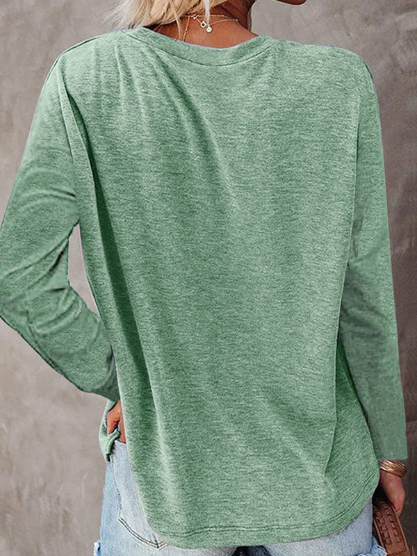 Damen Freizeit T-Shirt mit Rundhalsausschnitt, Tasche und Schlitz
