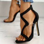 Women's Elegant High Heel Zipper Sandals - Comfortable Fit