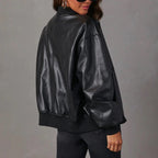 Casual Leather Jacket For Women Everyday Wear Warm Lined