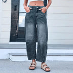 Vintage Wash Jeans - Classic Style Dark