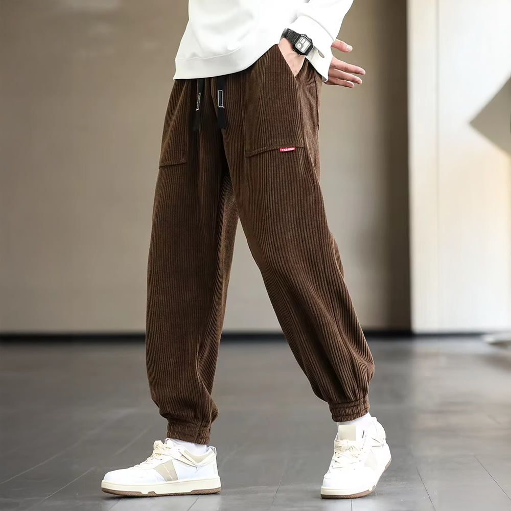 Men's Relaxed Fit Corduroy Joggers - Streetwear Lounge Essentials-MODAUTLET