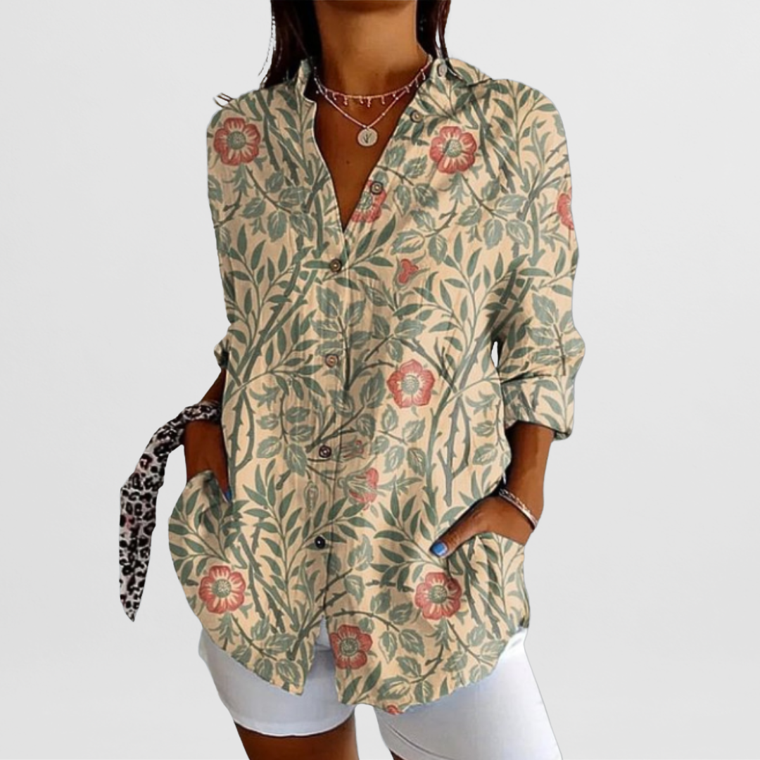 Women's Elegant Vintage Floral Blouse-MODAUTLET