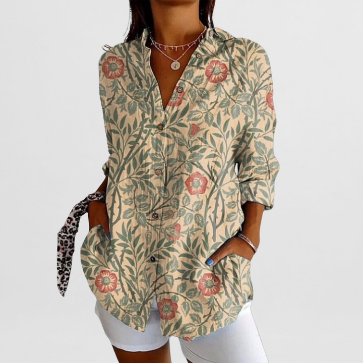 Women's Elegant Vintage Floral Blouse-MODAUTLET