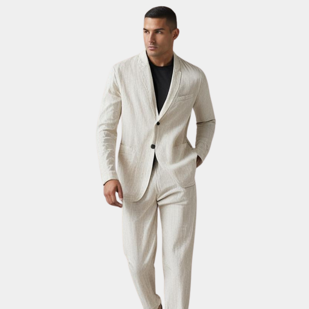 Linen Suit Set For Men Breathable Comfort Luxury