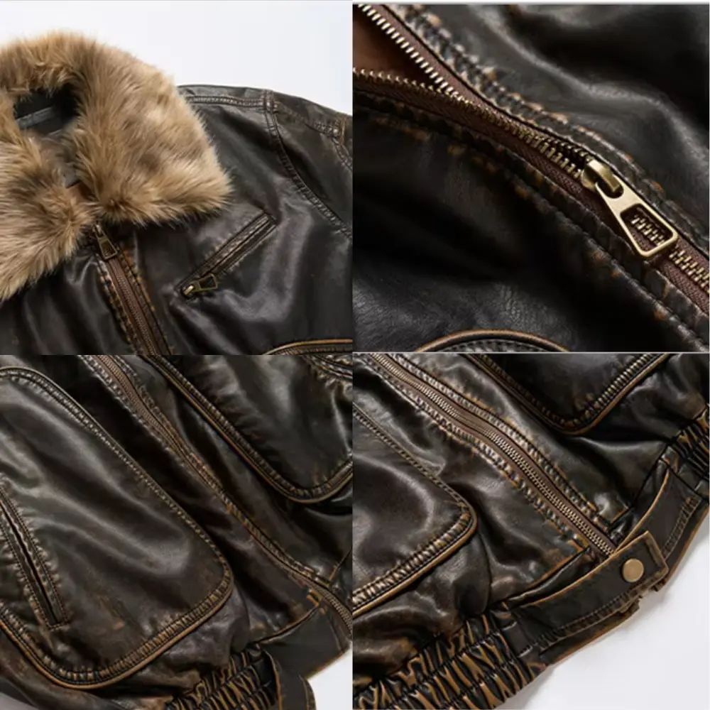 Vintage Faux Fur Leather Jacket