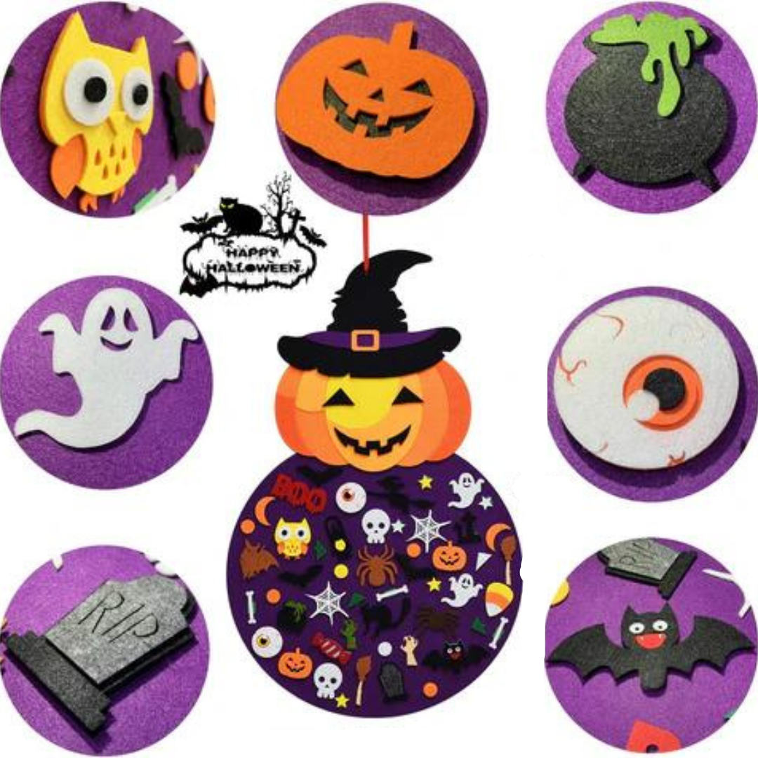 Halloweens filtavle med over 50 dele og vægophæng til børn