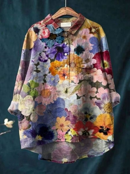 Women's Floral Vintage French Blouse-MODAUTLET