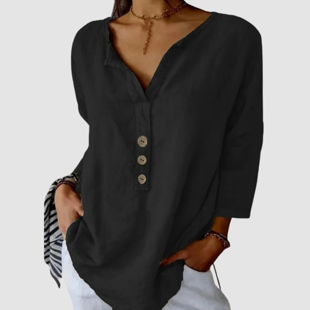 Women's Elegant Button Blouse Black